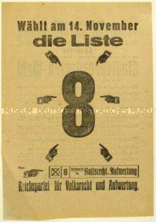 Aufruf der Volksrechtpartei zur Leipziger Stadtverordnetenwahl 1926