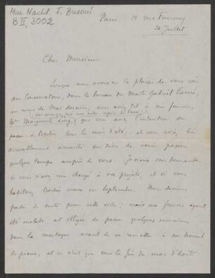 Brief an Ferruccio Busoni : 26.07.1909