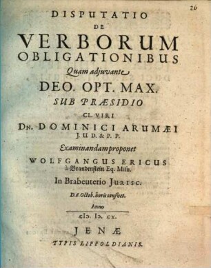 Disp. de verborum obligationibus
