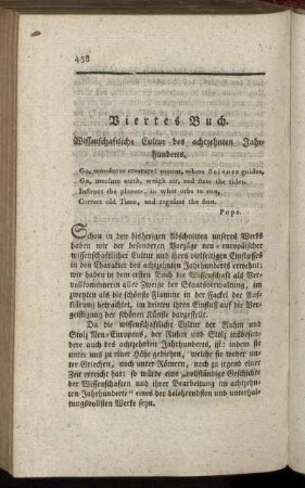 Viertes Buch. Wissenschaftliche Cultur des achtzehnten Jahrhunderts