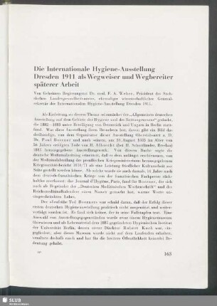 Die Internationale Hygiene-Ausstellung Dresden 1911 als Wegweiser und Wegbereiter späterer Arbeit