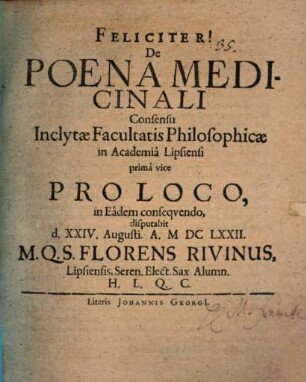 De poena medicinali disputatio