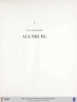 I. Freie Reichsstadt Augsburg