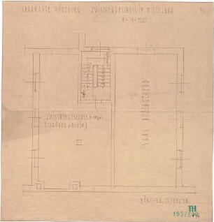 Fischer, Theodor; Würzburg, Münsterplatz; Sparkasse - Mittelbau - Zwischengeschoss (Grundriss)