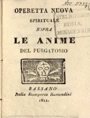 Operetta nuova spirituale sopra le anime del Purgatorio