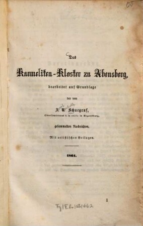 Das Karmeliten-Kloster zu Abensberg