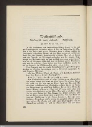 Waffenstillstand. Rückmarsch durch Holland. Auflösung