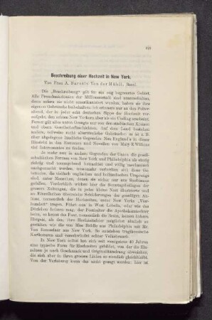 Beschreibung einer Hochzeit in New York