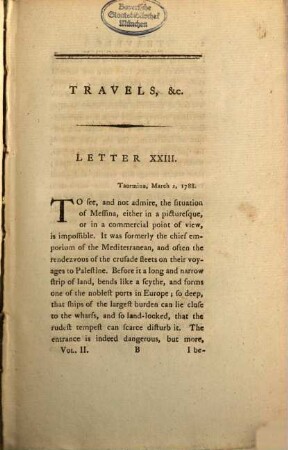 Travels Through Swisserland, Italy, Sicily, the Greek Islands, to Constantinople, Through Part Of Greece, Ragusa And The Dalmatian Isles : In A Series Of Letters To Pennoyre Watkins, Esq. From Thomas Watkins, A. M. In the years 1787, 1788, 1789 ; [In Two Volumes]. 2