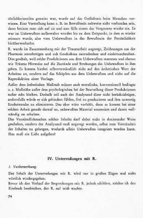 IV. Unterredungen mit R.