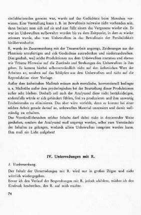 IV. Unterredungen mit R.