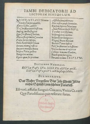 Iambi Dedicatorii Ad Lectorem Benevolum.
