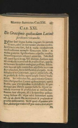 Cap. XXI. De Graecismis quibusdam Latine scribenti vitandis.