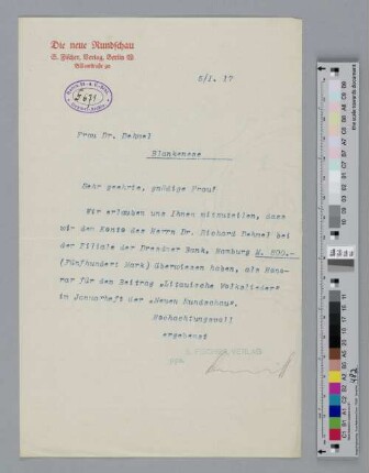 Brief an Ida Dehmel