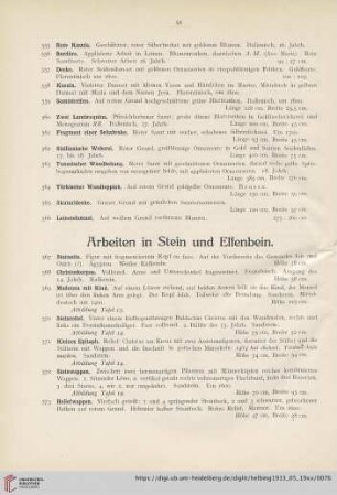 Arbeiten in Stein und Elfenbein (Nr. 567-576)