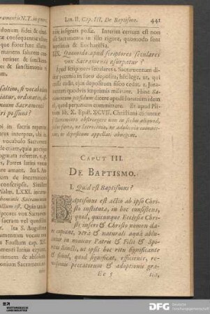 Caput III. De Baptismo.