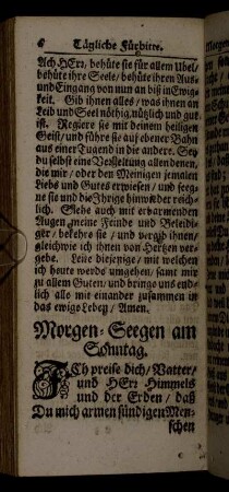 Morgen-Seegen am Sonntag. - Abendseegen am Sonnabend.