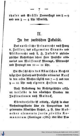 II. In der juridischen Fakultät.