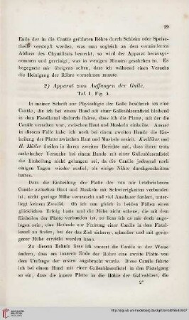 2) Apparat zum Auffangen der Galle