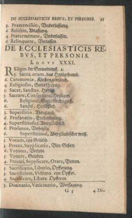 De Ecclesiasticis Rebus, Et Personis. Locus XXXI.