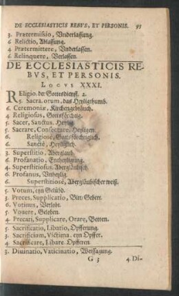 De Ecclesiasticis Rebus, Et Personis. Locus XXXI.