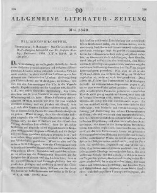 Neubig, A.: Das Christenthum als Welt-Religion betrachtet. Regensburg: Reitmayr 1839
