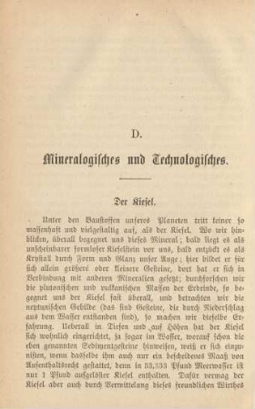 D. Mineralogisches und Technologisches