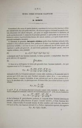 Teoria delle funzioni ellittiche.