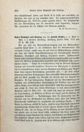 464-465 [Rezension] Geyser, Joseph, Über Wahrheit und Evidenz
