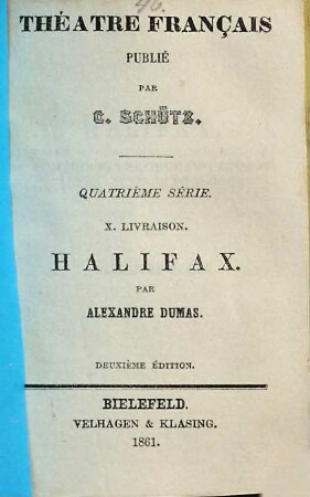Halifax : [comédie mêlée de chant, en trois actes, avec un prologue]