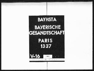 Angebot der "Annales du parlement francais" an die bayerische Regierung