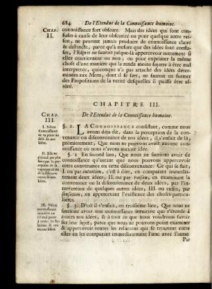 Chapitre III. De l' Etendue de la Connoissance humaine