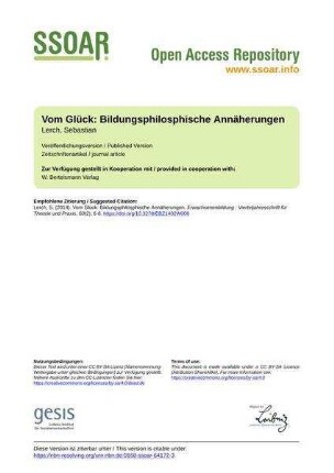 Vom Glück: Bildungsphilosphische Annäherungen