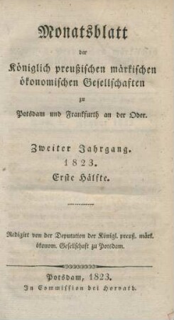 Zweiter Jahrgang. 1823. Erste Hälfte.