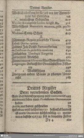 Drittes Register Derer vornehmsten Sachen
