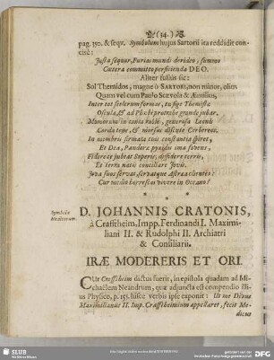 [XXXI.] D. Johannis Cratonis ...