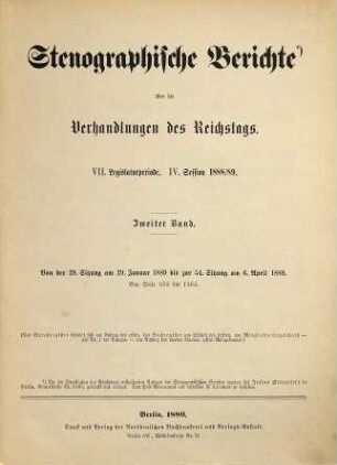 Verhandlungen des Reichstages. Stenographische Berichte. 106. 1888/89