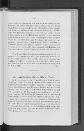 Der Familienname Duvel, Düwel, Teufel.