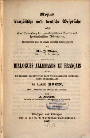 Mozin's französische und deutsche Gespräche von Dr. J. Mayer
