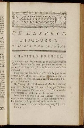 Discours I. De L´Esprit en Lui-Même.
