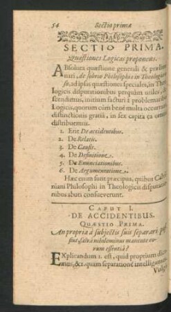 Sectio Prima. Quaestiones Logicas proponens.