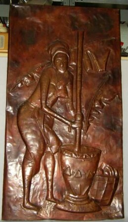Wandrelief "Getreide stampfen"