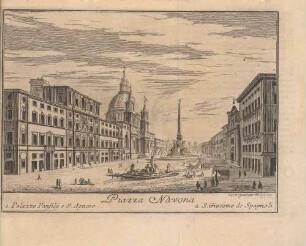 Piazza Navona (Die Piazza Navona in Rom), Illustration in: Pietro Rossini: Il Mercurio errante delle grandezze di Roma, Rom 1750