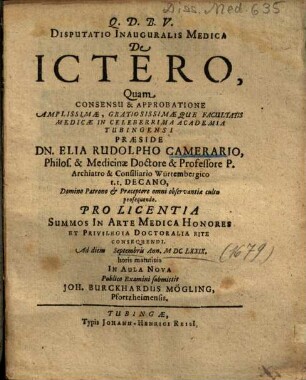 Disputatio Inauguralis Medica De Ictero