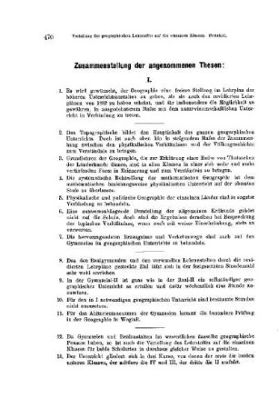 Zusammenstellung der angenommenen Thesen : [Protokolle der Verhandlungen]