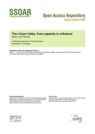 The citizen lobby: from capacity to influence