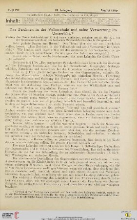 Heft VIII (August 1909)