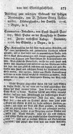 Anleitung zum würdigen Gebrauch des heiligen Abendmahls.