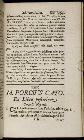 XXIV. M. Porcius Cato. Ex Libro posteriore Cornelii Nepotis.