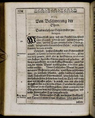 XIII. Von Beschwerung der Ohren.